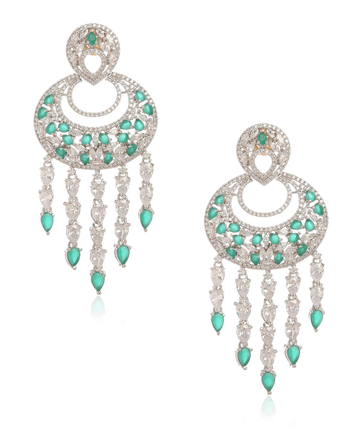 EMERALD GREEN AND WHITE DANGLER EARRINGS