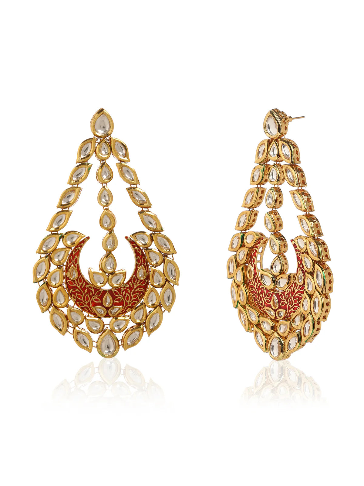 RED CRESCENT IRANIAN STYLE DROP EARRINGS