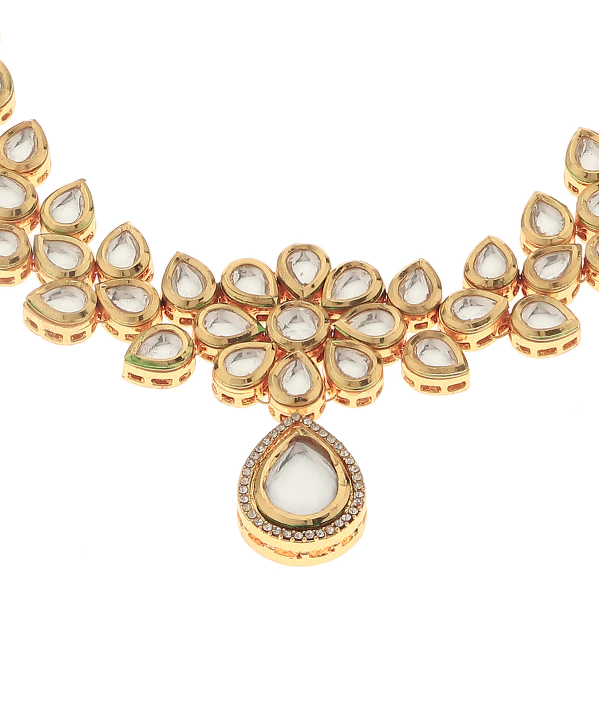 gold necklace with petal design