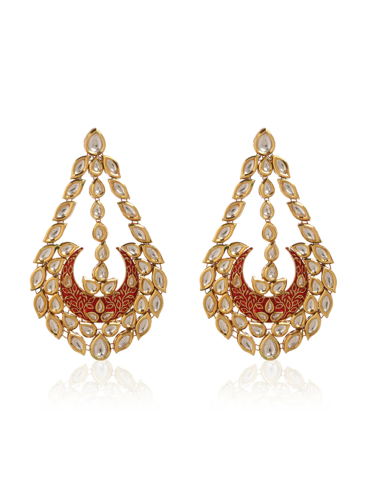 RED CRESCENT IRANIAN STYLE DROP EARRINGS