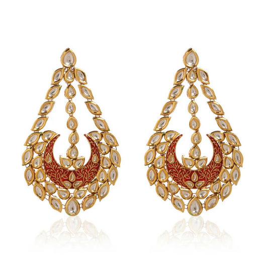 22k Gold Drop earrings with crescent moon set against a white background