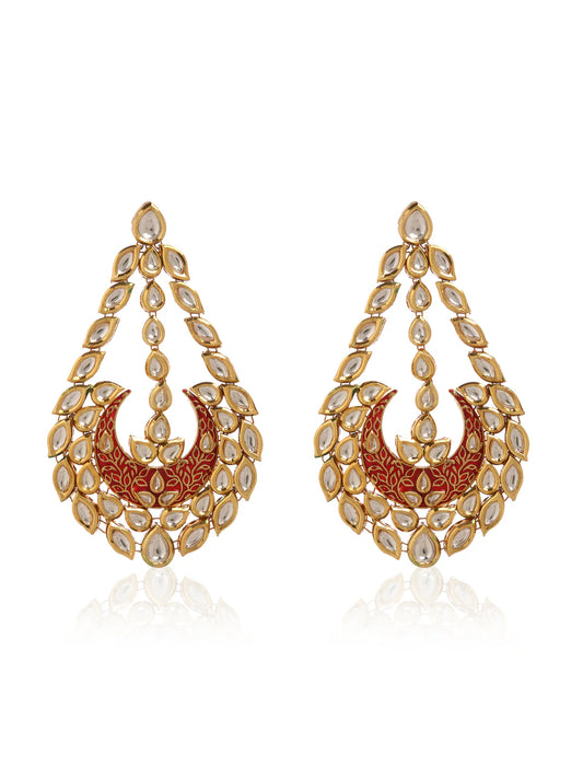22k Gold Drop earrings with crescent moon set against a white background