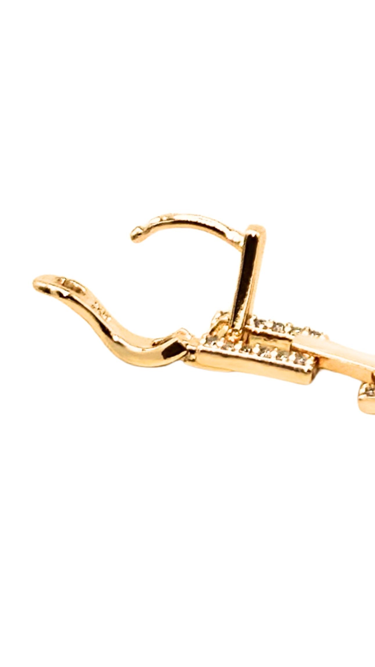 GOLD PLATED CUBIC ZIRCONIA LINK DROP EARRINGS – ELEGANT PAVÉ CHAIN STATEMENT EARRINGS