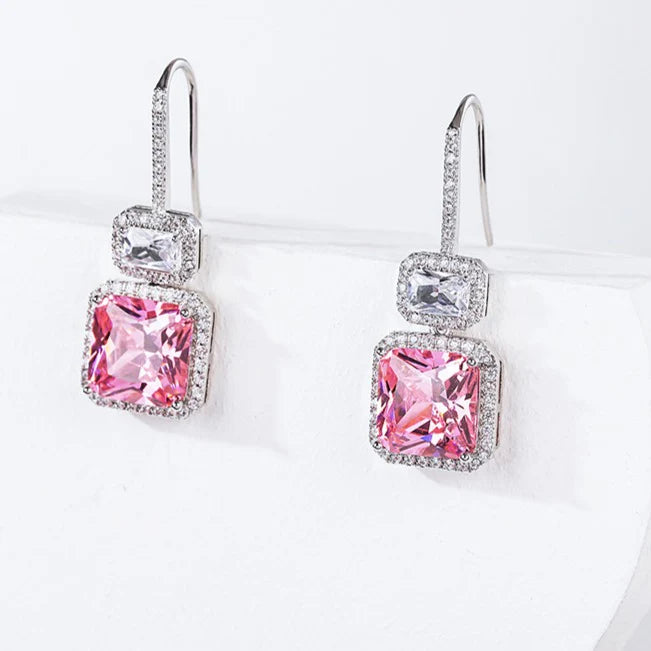 Pink earrings in a White Gold setting
