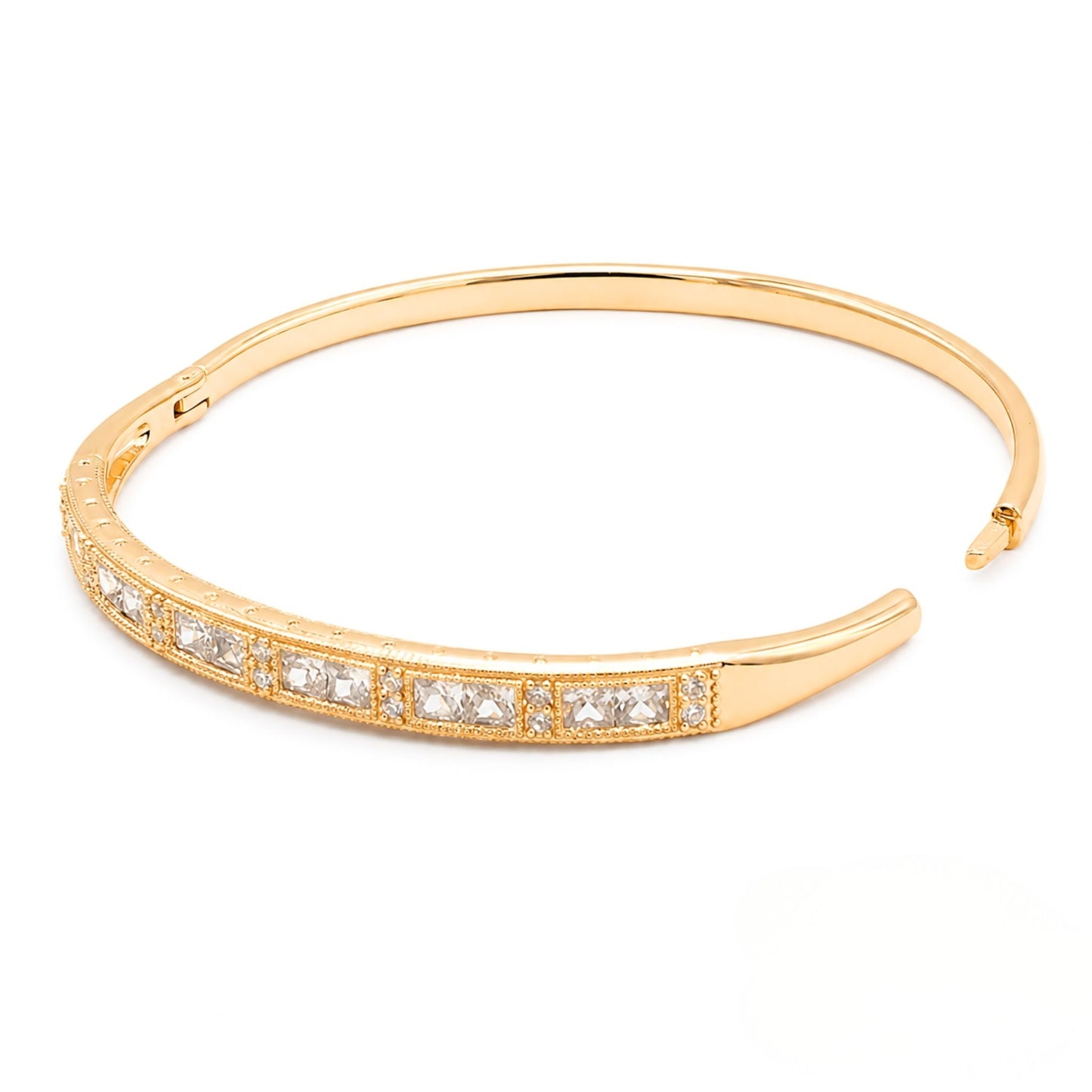 Gold bracelet with embedded diamonds on a white background from the Jewellery 4 Elegance collection.